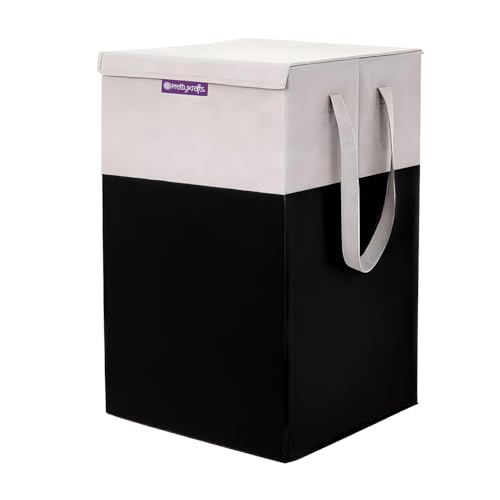 PrettyKrafts 75 L Non Woven Printed Rectangular Foldable Large Laundry Bag/Basket With Lid & Handle,...