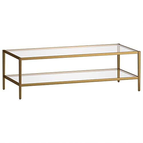 Henn&Hart 54' Wide Rectangular Coffee Table with Glass...