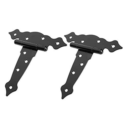 HYTROVE 2個 重厚アイアン製耐久ゲートヒンジ 厚手加工で錆びに強く長期間使用可能 木製フェンスや納屋ドア用重型門ホ? ネジ付属で即取り
