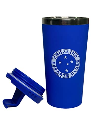 Copo Térmico Inox Emborrachado Cruzeiro Oficial 450ml Presente Brasfoot