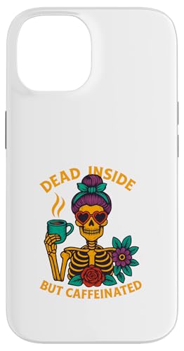 Dead Inside But Caffeinated Skeleton コーヒー エナジードリンク スマホケース iPhone 14 用