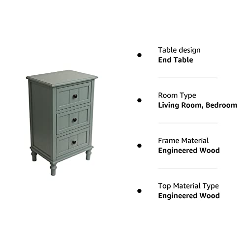 Décor Therapy, Antique Iced Blue Decor Therapy End Table, (Fr1785), 25.71" D X 19.13" W X 15.2" H #TOP3