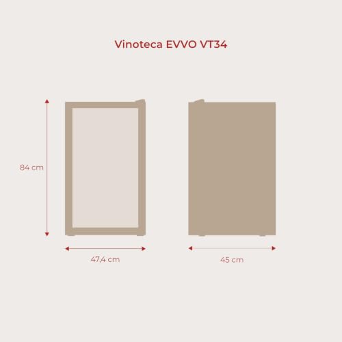 Miniatura 2 de Evvo Vt34 Vinoteca 34 Botellas, Enfriador De Vino Con Compresor, 5-18 C, Panel Táctil, Silenciosa, Display Digital, Led Interior, Botellero Vino Y Mini Nevera Vinoteca