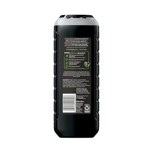 NIVEA Men DEEP Active Clean Body Wash - 8-hour Fresh Scent with Natural Charcoal - 16.9 fl. oz. Bottle (Pack of 3) - Image 11 thumbnail