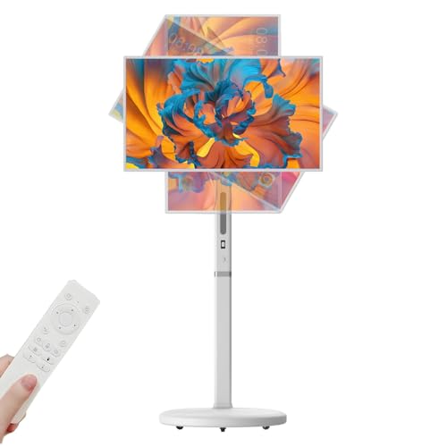 AETEREOS Téléviseur Portable 27 Pouces, Appareil Photo 12 MP, Moniteur Tactile Portable, Tablette TV Enroulable sur roulettes, Écran Tactile, 8 Go de Ram + 128 Go de...