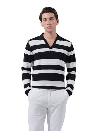 T-shirt à manches longues pour homme rayé et près du corps