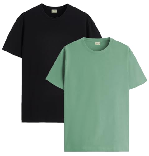 Image of ADRO Men's Cotton Regular Fit Combo Plain Solid T-Shirt Pack of 2