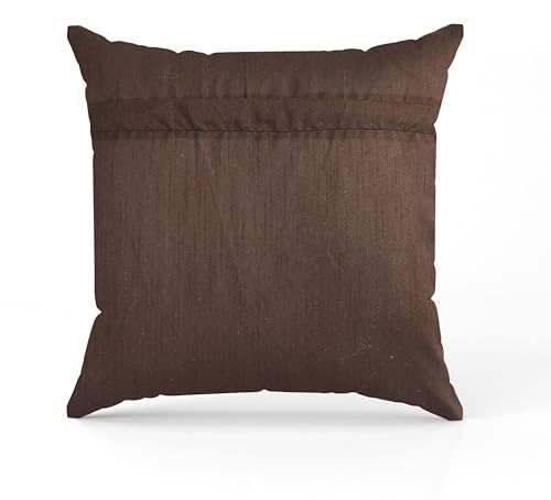 Image of TEXIVA Premium Velvet Cushion Covers Set of 5, 16x16 Inch Sofa Cushion Covers with Hidden Zipper, Modern Chevron Pattern - Dark Brown