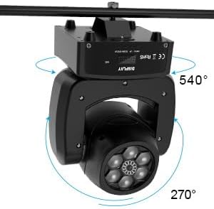 Diagram illustrating the 540-degree X-axis and 270-degree Y-axis movement capabilities of the WZYBUTA Moving Head Light.