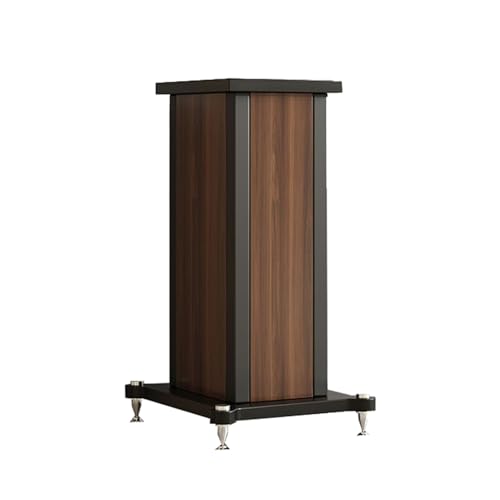 Coppia di supporti universali per altoparlanti per audio surround regolabili per libreria audio per home theater, robusta base centrale riempita di sabbia, finitura in noce, altezza 59,9 cm