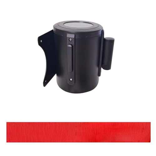 CAIFEXUE Red Wall Mount Queue Belt Barrier, 2/3/5/10M Queuing Safety Tape Cordon, with Mounting Accessories and Carbon Steel Housing/B/10M(32Ft)