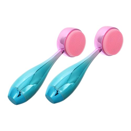 Beatifufu 2pcs Gentle Face Scrubber Soft Facial Fan Pore Brush for Dry Face Dual-Sided Silicone Cleaning Tool