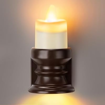 Meonum 1 Pcs Flameless Candle Night Light Plug into Wall, LED Motion Sensor Dusk to Dawn Nightlight Farmhouse Vintage Rustic Flicker Night Light for Adults Decorative Bedroom Bathroom Kitchen Hallway