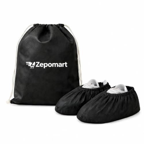 Image of Shoe Bag for Travel & Storage 16 x 12 Inch with FREE Shoe Cover, Dustproof & Water-Resistant Non Woven Shoe Organizer for Men & Women, Footwear Bag for Luggage, Gym & Home (Black, Pack of 1)