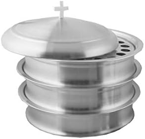 Communion Ware 3 Holy Wine Serving Trays with A Cover - Stainless Steel (Matte)