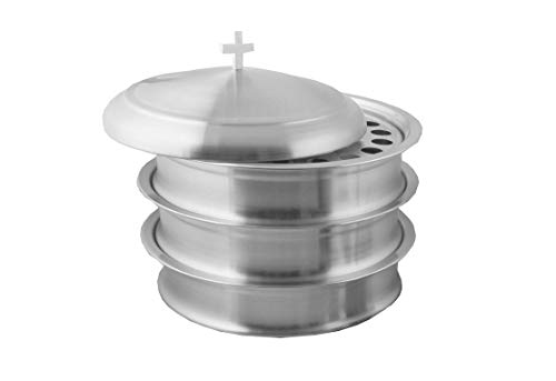 Communion Ware 3 Holy Wine Serving Trays With A Cover - Stainless Steel (Matte) #TOP4