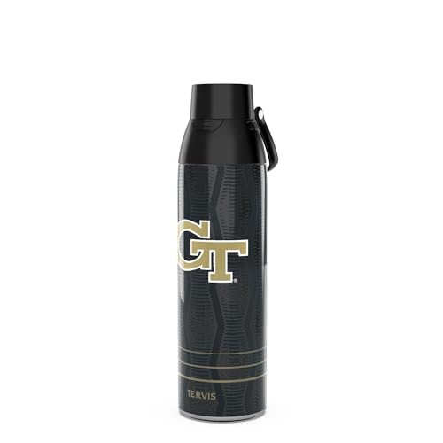 Tervis Venture Water Bottle Georgia Tech Yellow Jackets - Full Speed Triple Insulated Tumbler Travel Cup Keeps Drinks Cold & Hot, 26oz, Stainless Steel