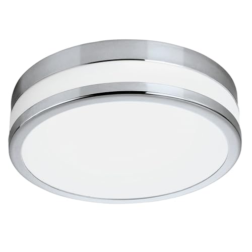 Plafonnier LED salle de bain Eglo Palermo verre blanc
