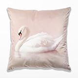 TopXmai Pastel Pink Swan Pillow Covers 18x18, Pink Room Decor for Girls, Pastel Farm Animal Decorative Pillow Covers for Nursery Girls Room Home Bedroom Living Room,A245