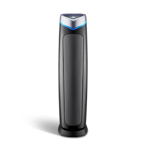 GermGuardian 5-In-1 HEPA Air Purifier for Home, Large Rooms Up To 915 Sq. Ft. with HEPA Pet Air Filter, UV-C Light & Odor Reduction, AC5250PT, 28" Tower, Gray