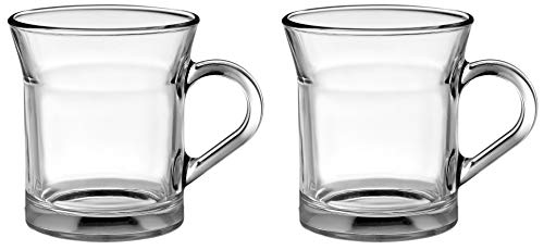 Amazon Brand – Solimo Aurelia Glass Coffee Mug Set, 300Ml, Set Of 2, Transparent