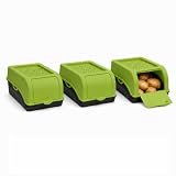 ARTECSIS® 3 x contenitore per patate con coperchio 2,5 kg (verde), scatola per verdure e alimenti con 6 etichette