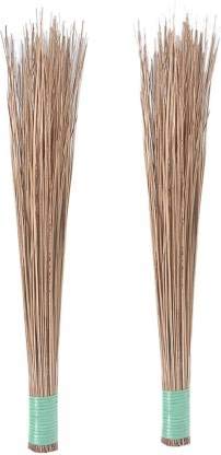 New Trend Wet Floor,Outdoor Cleaning Natural and Pure Bamboo Seek Coconut Jhadu/Brooms - Pack of 2 Bamboo Wet and Dry Broom (Brown, 2 Units)