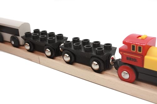 Locorico - 2 Wooden Train Wagons (Duplo), Black, Small (3cm x 16cm x 4cm) - Image 3