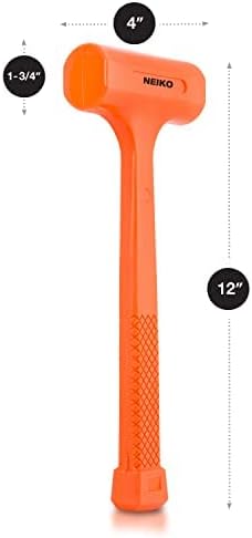 Neiko 02846A 1 LB Dead Blow Hammer, Neon Orange I Unibody Molded | Checkered Grip | Spark and Rebound Resistant