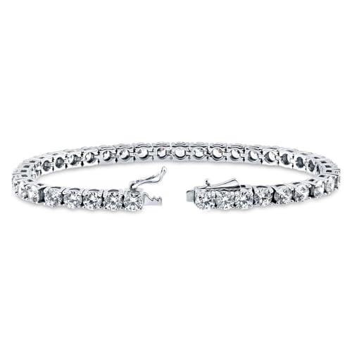BERRICLE Sterling Silver Round Cut Cubic Zirconia CZ Statement Tennis Bracelet for Women, Rhodium Plated2