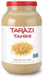 Tarazi Tahini Paste For Making Hummus | Non-GMO, Natural, Made From Sesame Seeds in California, Kosher | 8 Pound Jar