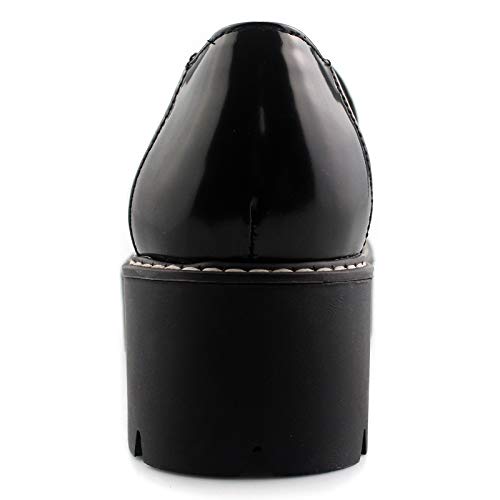 Sungtin Women's Slip-on Platform Loafers Chunky Mid Heel School Uniform Goth Shoes Oxford Pumps2