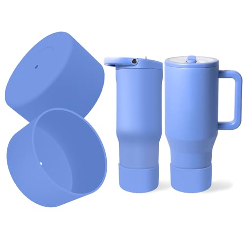 Kaitiaki 2PCS Silicone Boot for HydroJug Traveler 40oz & Sport 32oz, Protective Anti-Slip Bottom Sleeve for Hydrojug Stainless Steel Tumbler, Water Bottle Rubber Base Accessories BPA-Free (Light Blue)