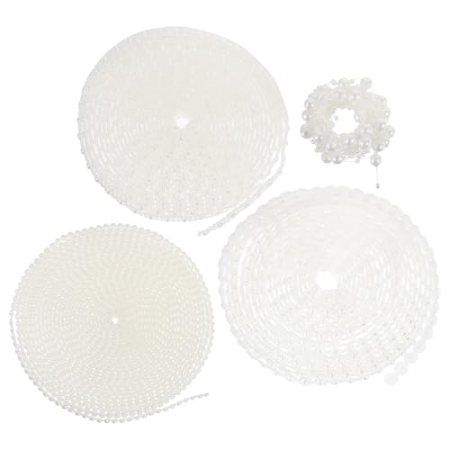 TOYMYTOY 4 ロール フェイクビーズチェーンの装飾 クリスマスツリーの装飾 パールストランド 人造真珠 ABS Beige