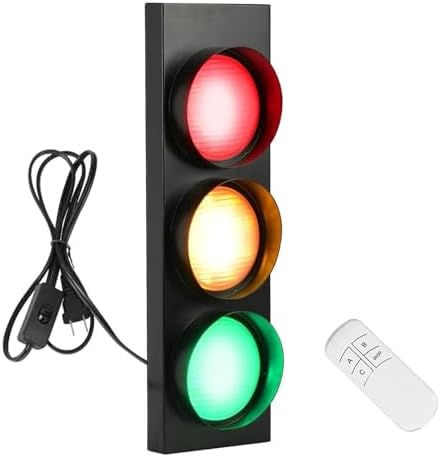 Traffic Light Wall Decoration LED Lamp, Adjustable Color Modes, Retro Industrial Signal Light for Home, Office, Bar, and Fun Room Decor (110V)
