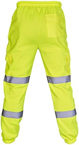 Mens Construction Pants,Stain Resistant Waterproof Traffic Workwear Safety Apparel High Visibility Rain Pants,Unisex Windproof Durable Relaxed Fit Lightweight Neon Bottoms(Green,L)