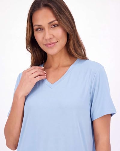 Image of Real Essentials 3 Pack: Women's Soft Maxi Long Nightshirt Short Sleeve Soft Nightgown Sleep Dress (Available in Plus Size)
