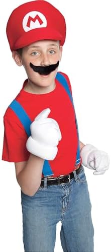 Super Mario Bros Boy's Hat & Moustache Costume Accessory