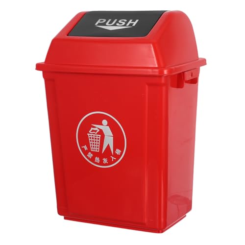 Cubo de basura rojo de 10L con tapa abatible KICHOUSE para cocina