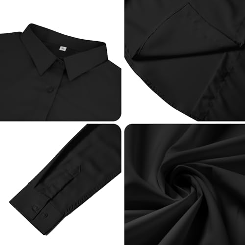 Ruisin Super Soft Wrinkle Free Button Down Shirts for Women Solid Long Sleeve Striped Formal Work Dress Blouses Tops4