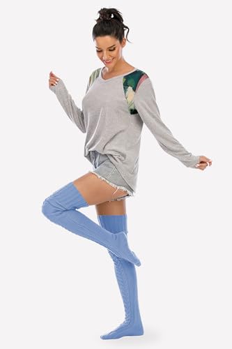 Image of Leoparts Women's Cable Knitted Thigh High Boot Socks Extra Long Winter Stockings Over Knee Leg Warmers