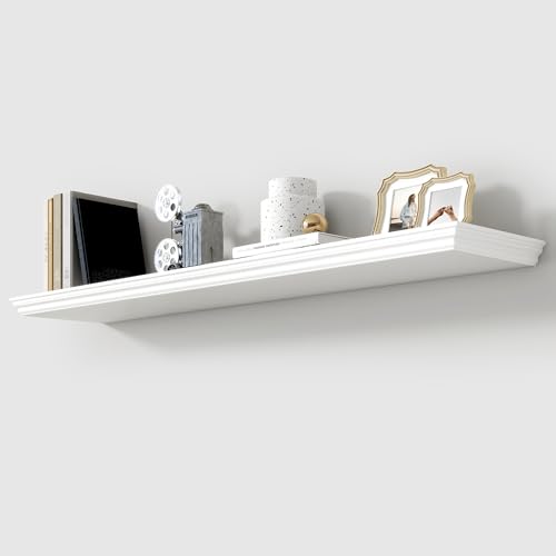 Image of 48 Inch Floating Shelves for Wall, 9.3 inchD Crown Molding Wood Display Shelf