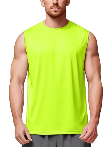 Zengjo Tank Tops Men Sport(Neon Green,M)