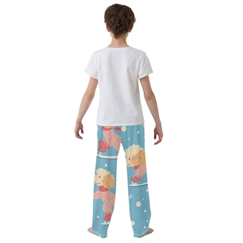 ZZXXB Poodle Skiing Boys Long Pants Soft Trousers Elastic Waist Kids Lounge Bottoms with Pockets S-XL3