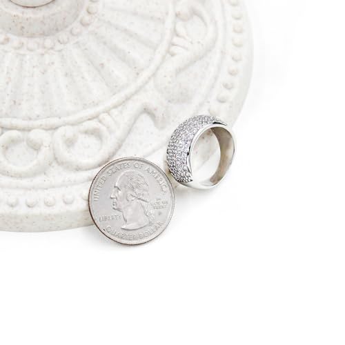 Uloveido Women's Gold Plated Wide Eternity Wedding Band Simulated Diamond Cluster Rings Cubic Zirconia Pave Setting CR0023