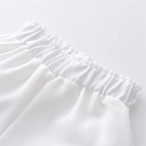 Beziun Conjunto de 2 peças, camiseta listrada irregular, sem mangas e shorts brancos, roupas casuais