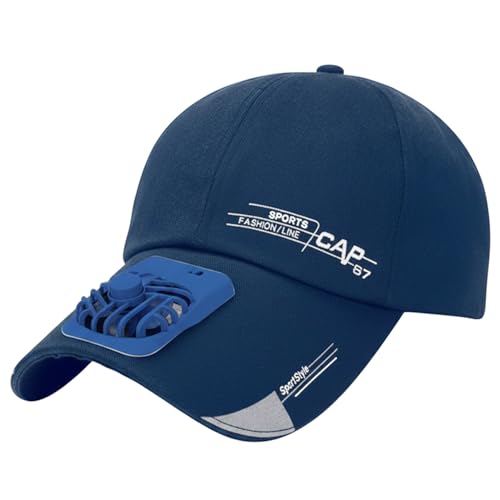 Chapeau de protection solaire avec ventilateur intégré pour homme et femme voyageant en été bleu