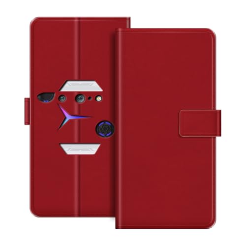 ESACMOT Funda de Cartera de Cuero Compatible con Lenovo Legion 2 Pro Funda Tipo Libro con Tarjetero y Soporte, Cierre Magnético, Estilo Folio Resistente a (Rojo)