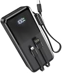 Banque d'électricité 30000mAh Câble intégré de chargeur portable, 22.5W USB-C Chargeur de téléphone portable rapide, 5 Produits 2 Entrées avec LED Affichage, Voyage Camping Banque de puissance essentielle pour iPhone Android