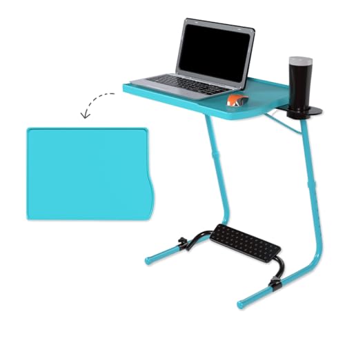 TABLE MAGIC - Pro Extended Work Space Laptop Table Mat Finish Laptop Table Multipurpose Height Adjustable Work Study Tv Tray Table Lap Desk (Executive, Aqua Blue) Polypropylene
